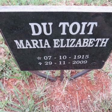 TOIT Maria Elizabeth, du 1915-2009