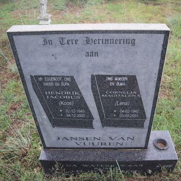 VUUREN Hendrik Jacobus, Jansen van 1943-2000 & Cornelia Magdalena 1942-2001