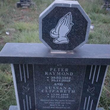 WESSELS Peter Raymond 1952-2018 & Sussana Elizabeth 1959-2018