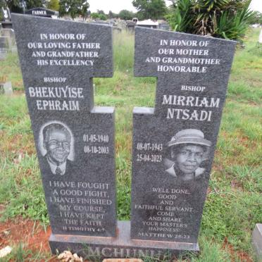 MCHUNU Bhekuyise Ephraim 1940-2003 & Mirriam Ntsadi 1943-2023