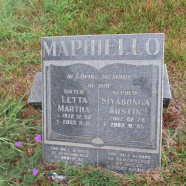 MAPHIELLO Letta Martha 1972-2003 :: MAPHIELLO Siyabonga Austin 2002-2003