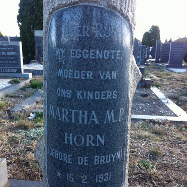 HORN Martha M.P., nee De BRUYN 1931-1971