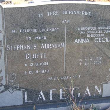 LATEGAN Stephanus Abraham Cloete 1904-1973 &amp; Anna Cecilia 1918-2007