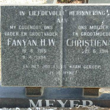MEYER Fanyan H.W. &amp; Christiena S. 1914-