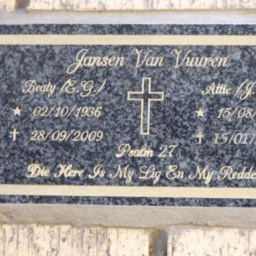 VUUREN J.A., Jansen van 1933-2012 &amp; E.G. 1936-2009