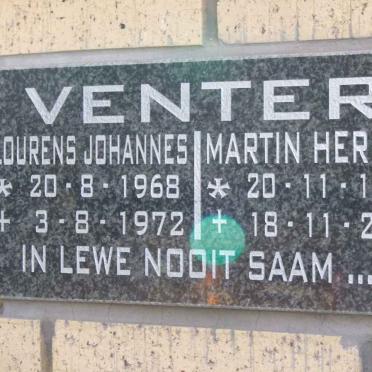 VENTER Lourens Johannes 1968-1972 :: VENTER Martin Herman 1975-2003