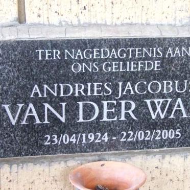 WALT Andries Jacobus, van der 1924-2005