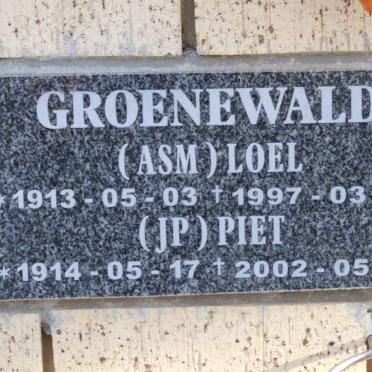 GROENEWALD  J.P. 1914-2002 &amp; A.S.M. 1913-1997