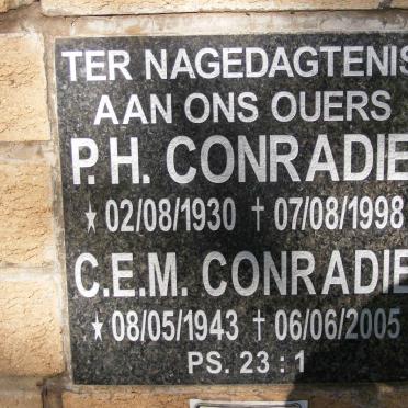 CONRADIE P.H. 1930-1998 &amp; C.E.M. 1943-2005