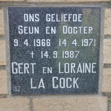COCK Gert, la 1966-1987 :: LA COCK Loraine 1971-1987