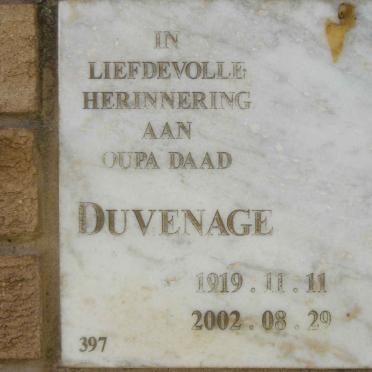 DUVENAGE Daad 1919-2002