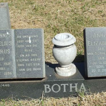 BOTHA Johannes Cornelius Petrus 1921-1986 &amp; Anna Elizabeth VAN SCHALKWYK 1923-2013