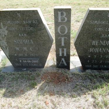 BOTHA Hendrick Johannes 1923-1992 &amp; Sophia W.M.C. 1925-2005