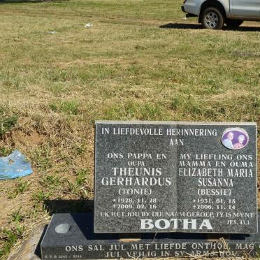 BOTHA Theunis Gerhardus 1928-2009 &amp; Elizabeth Maria Susanna 1931-2006