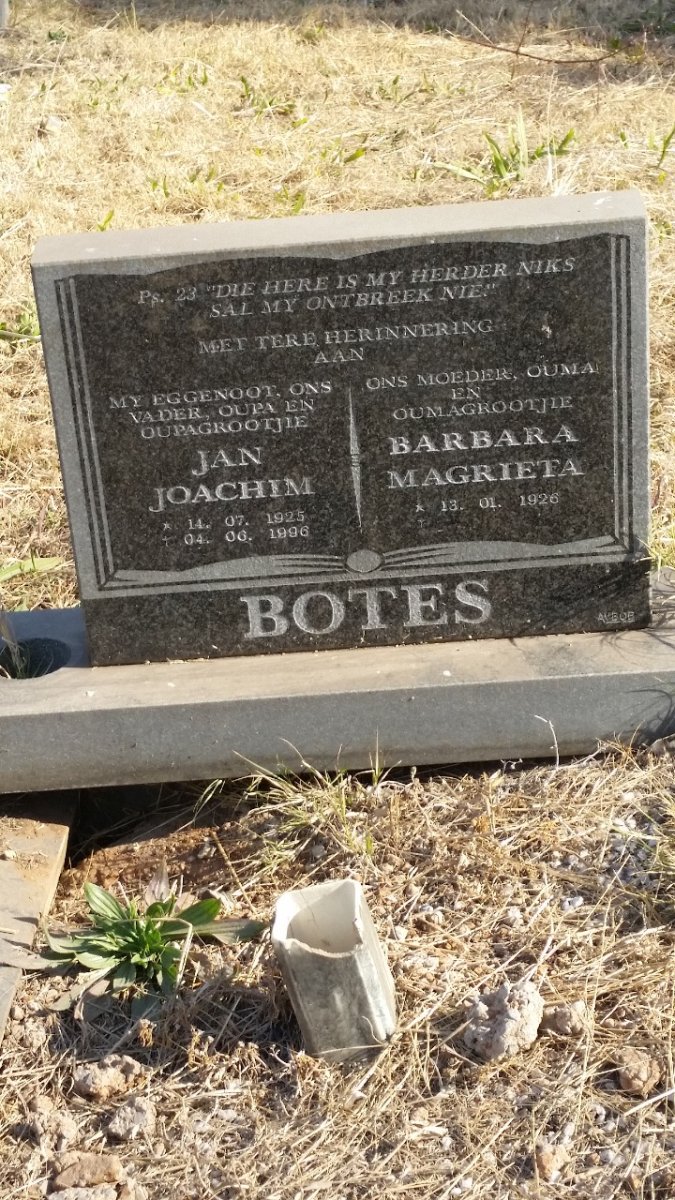 BOTES Jan Joachim 1925-1996 &amp; Barbara Magrieta 1926-