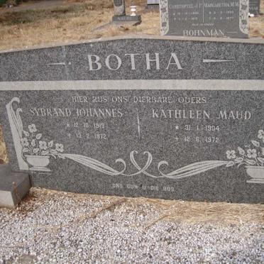 BOTHA Sybrand Johannes 1913-1972 &amp; Kathleen Maud 1904-1972