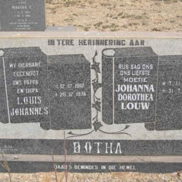 BOTHA Louis Johannes 1912-1974 &amp; Johanna Dorothea LOUW 1912-2007