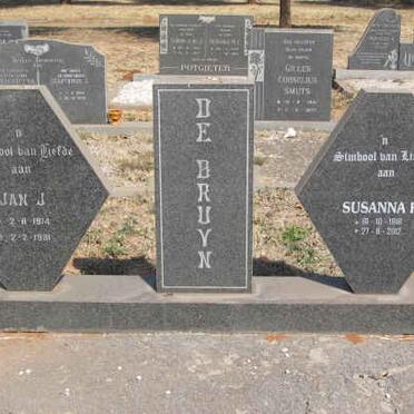 BRUYN Jan J., de 1914-1981 &amp; Susanna F. 1918-2012