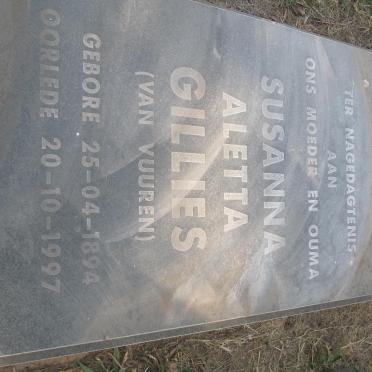 GILLIES Susanna Aletta nee VAN VUUREN 1894-1997