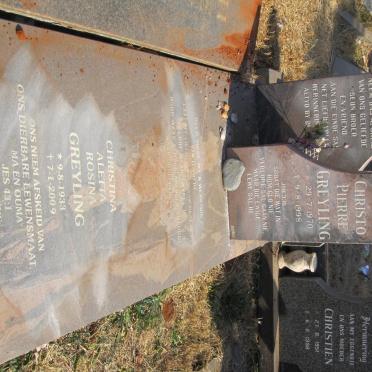 GREYLING Christina Aletta Rosina 1933-2009 :: GREYLING Christo Pierre 1970-1998