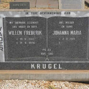 KRUGEL Willem Frederik 1904-1976 &amp; Johanna Maria 1904-