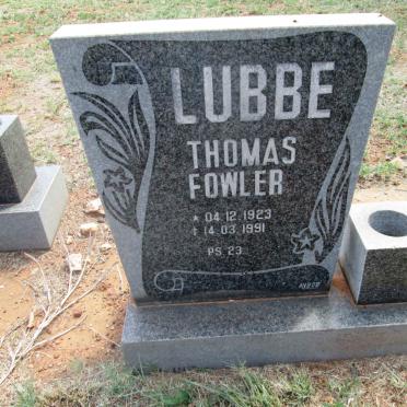 LUBBE Thomas Fowler 1923-1991