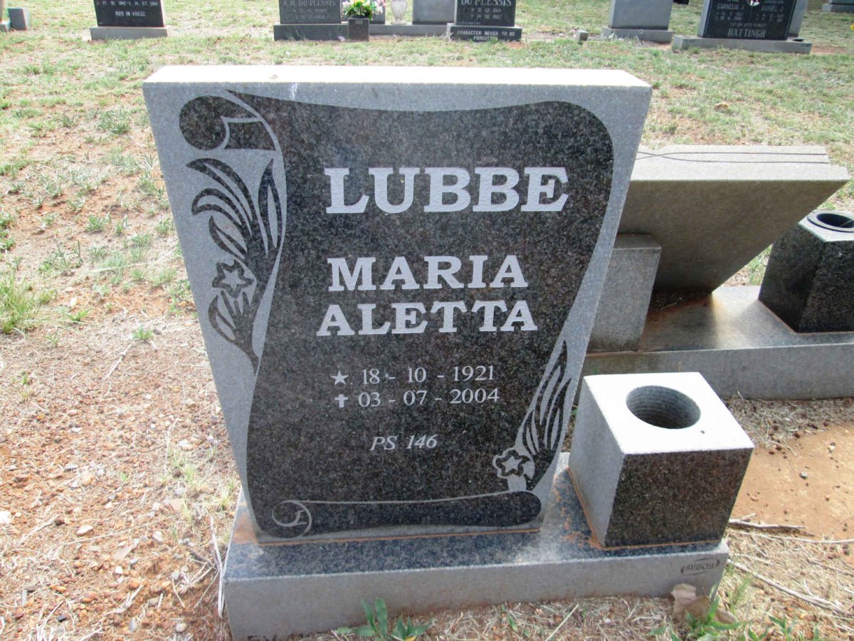 LUBBE Maria Aletta 1921-2004