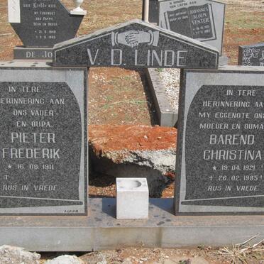 LINDE Pieter Frederik, v.d. 1911- &amp; Barend Christina 1921-1985