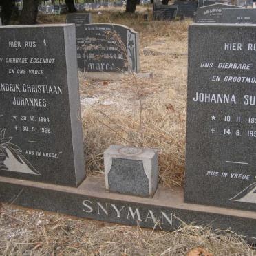 SNYMAN Hendrik Christiaan Johannes 1894-1969 &amp; Johanna Susanna 1894-1990