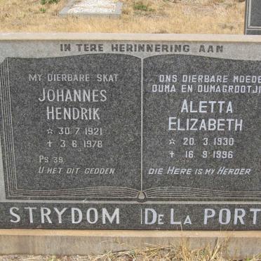 STRYDOM Johannes Hendrik 1921-1978 &amp; Aletta Elizabeth DE LA PORTE 1930-1996