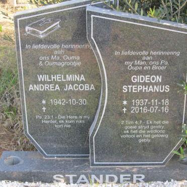 STANDER Gideon Stephanus 1937-2016 &amp; Wilhelmina Andrea Jacoba 1942-