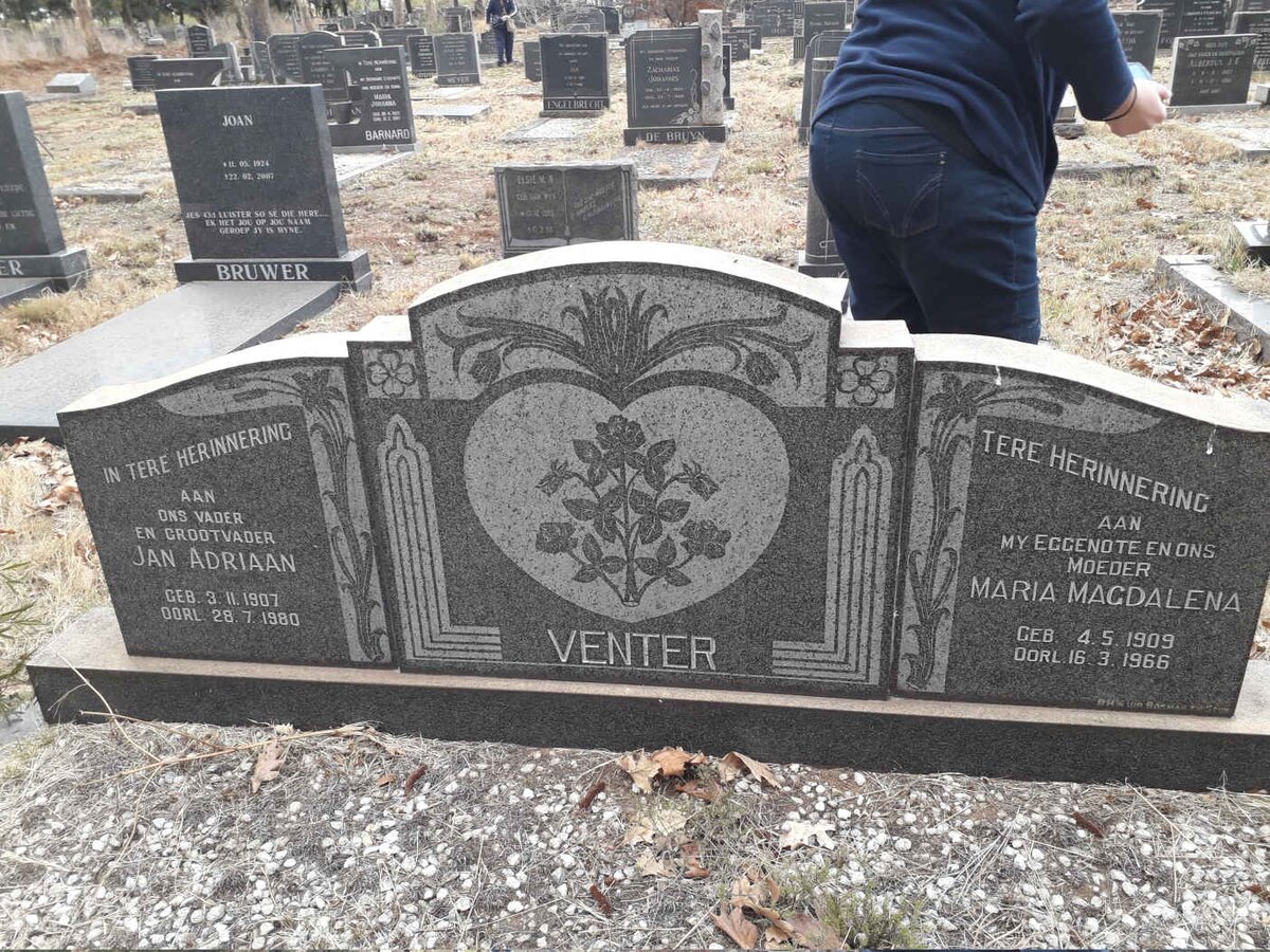 VENTER Jan Adriaan 1907-1980 &amp; Maria Magdalena 1909-1966