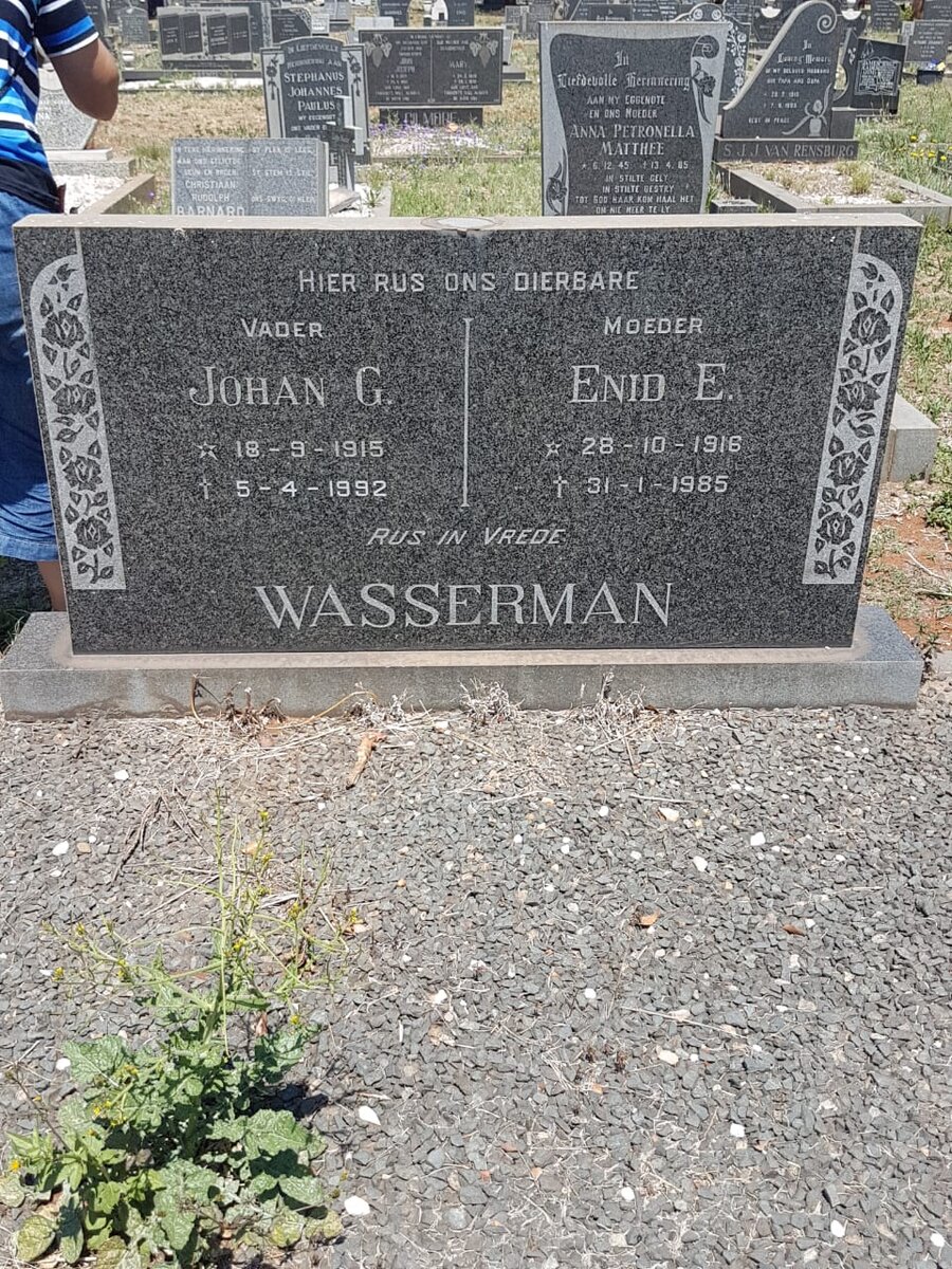 WASSERMAN Johan G. 1915-1992 &amp; Enid 1916-1985