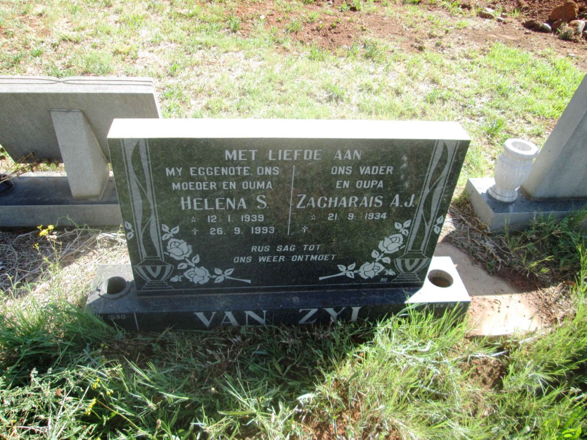 ZYL Zagharais A.J., van 1934- &amp; Helena S. 1939-1993