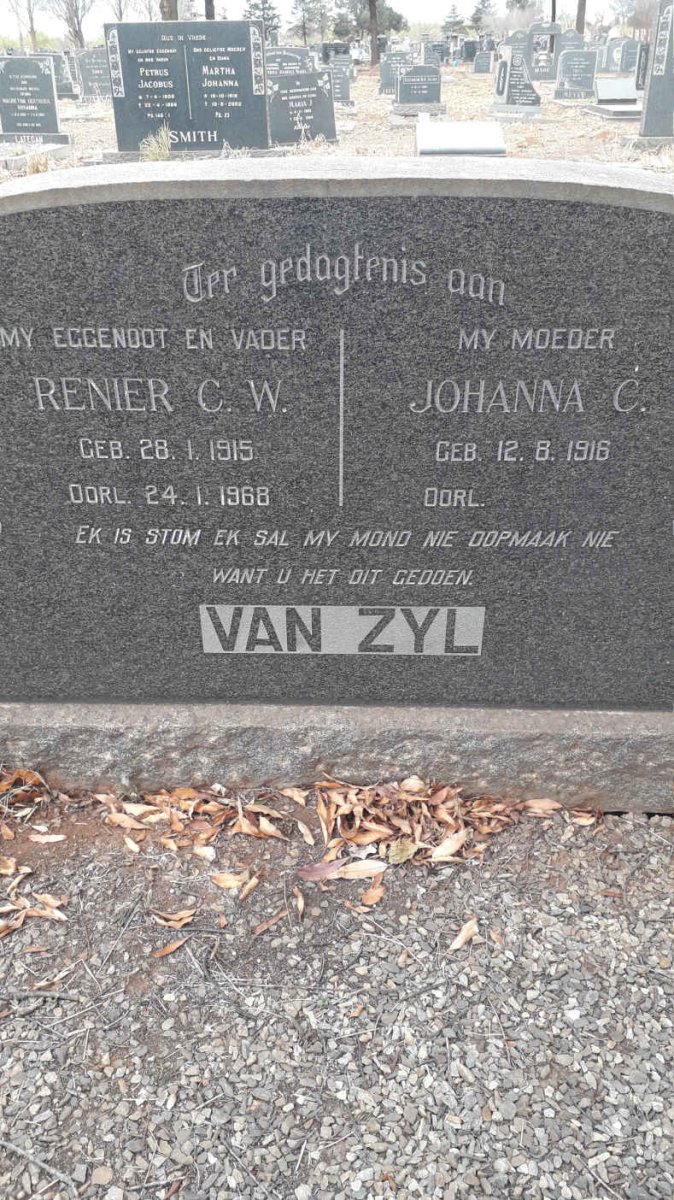 ZYL Renier C.W., van 1915-1968 &amp; Johanna C. 1916-