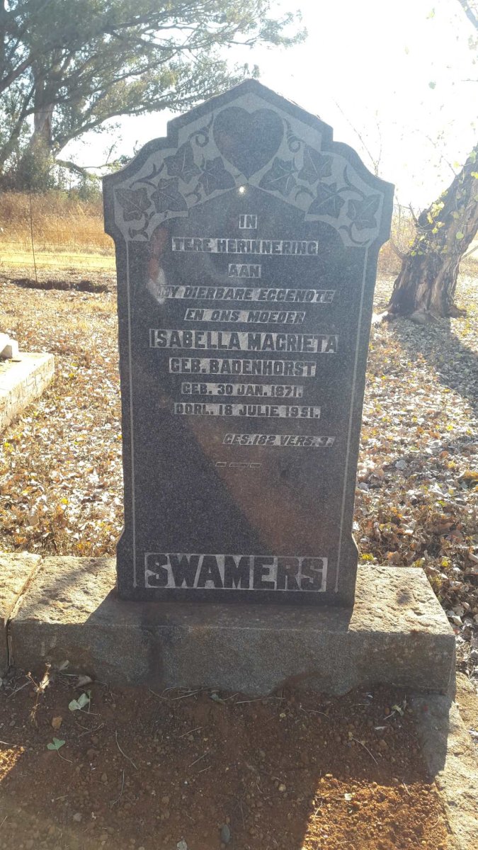 SWAMERS Isabella Magrieta nee BADENHORST 1871-1951