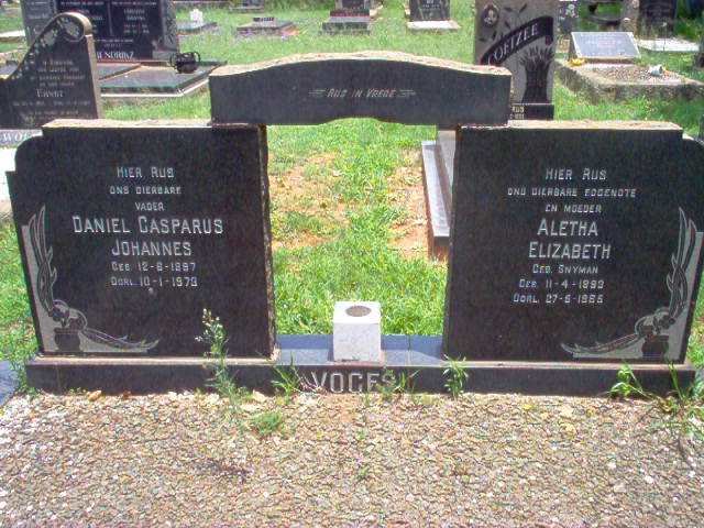 VOGES Daniel Casparus Johannes 1897-1973 & Aletha Elizabeth SNYMAN 1899-1965