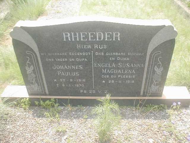 RHEEDER Johannes Paulus 1918-1970 & Engela Susanna Magdalena DU PLESSIS 1919-