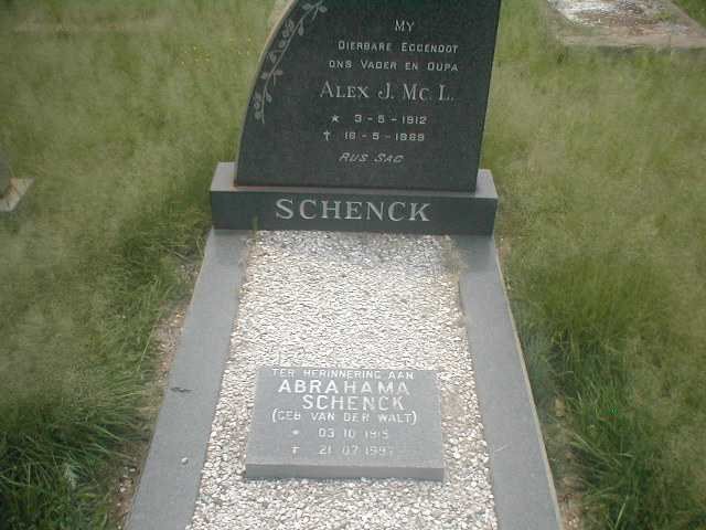 SCHENCK Alex J. Mc. L. 1912-1969 & Abrahama VAN DER WALT 1915-1997