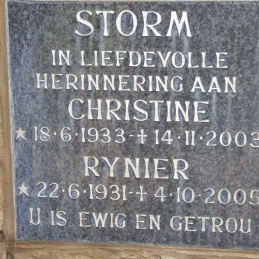 STORM Rynier 1931-2005 &amp; Christine 1933-2003
