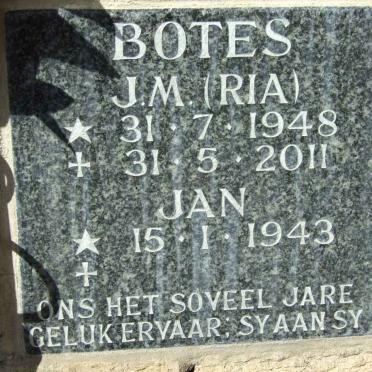 BOTES Jan 1943- &amp; J.M. 1948-2011