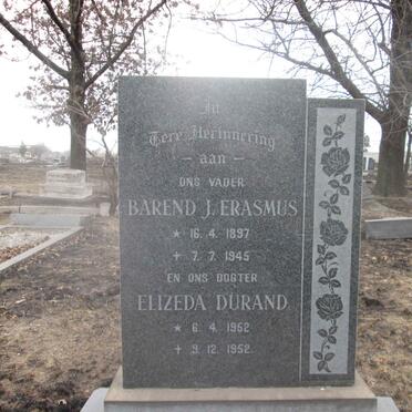 ERASMUS Barend J. 1897-1945 :: ERASMUS Elizeda Durand 1952-1952