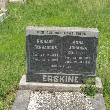 ERSKINE Richard Gerhardus 1868-1938 &amp; Anna Johanna CRONJE 1875-1955