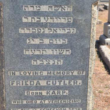 CUTLER Frieda nee KARP -1917