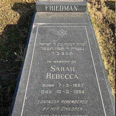 FRIEDMAN Sarah Rebecca 1887-1984