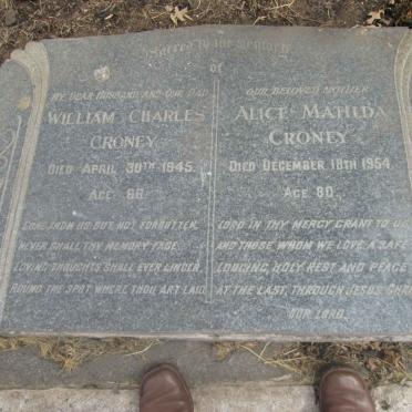 CRONEY William Charles -1945 &amp; Alice Matilda -1954