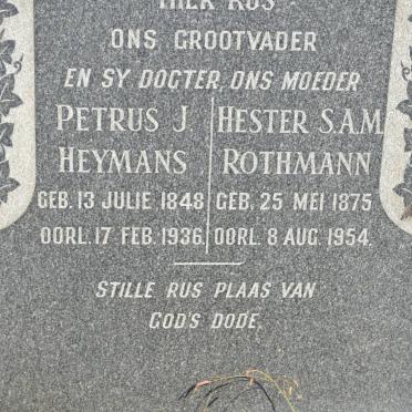 HEYMANS Petrus J. 1848-1936 :: ROTHMANN Hester S.A.M. nee HEYMANS 1875-1954