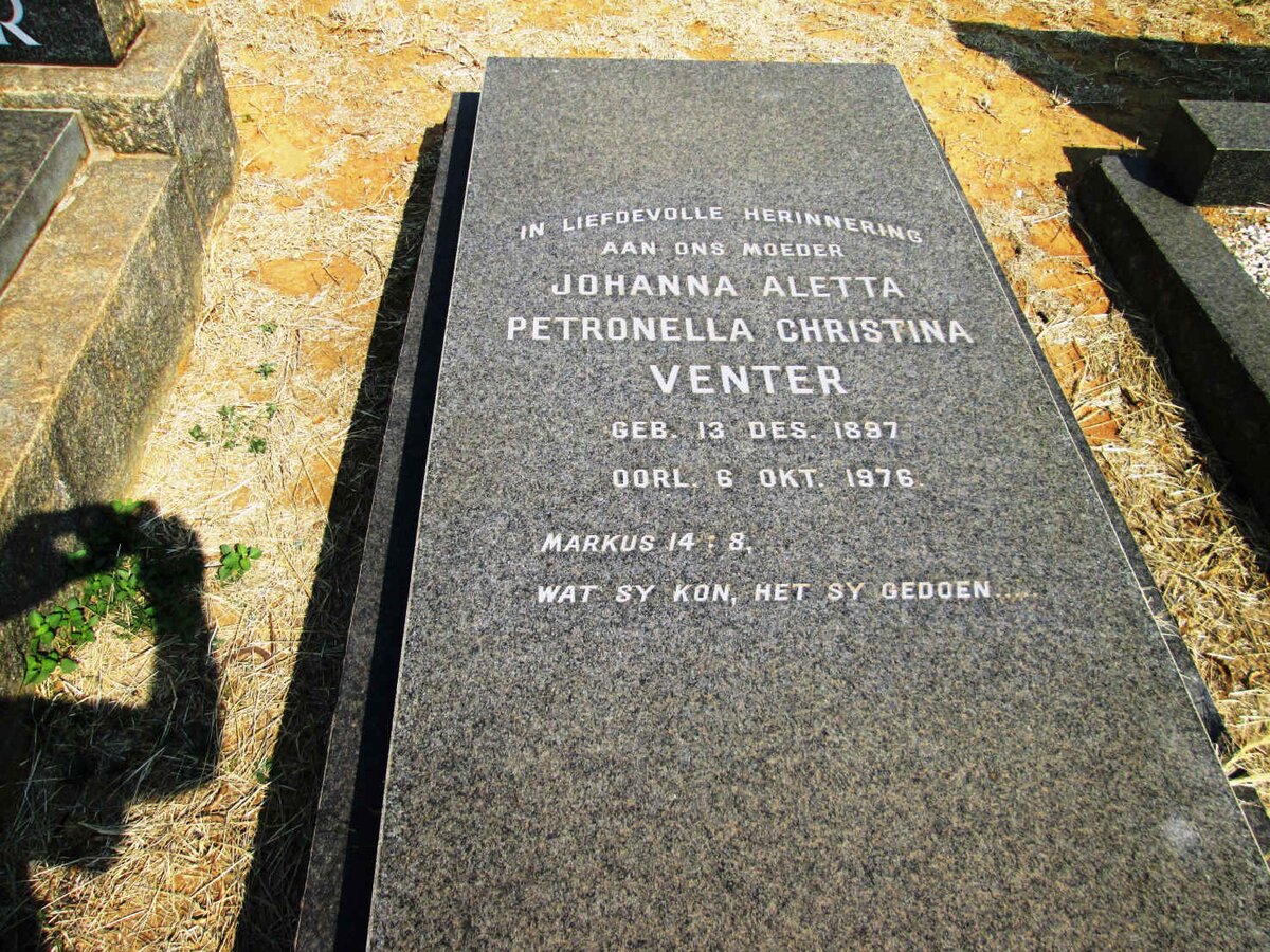 VENTER Johanna Aletta Petronella Christina 1897-1976