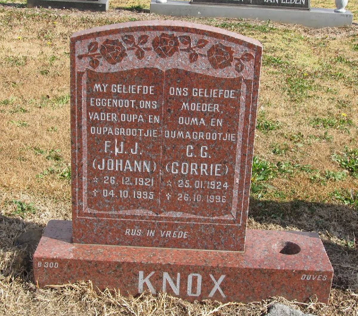 KNOX F.J.J. 1921-1995 &amp; C.G. 1924-1996