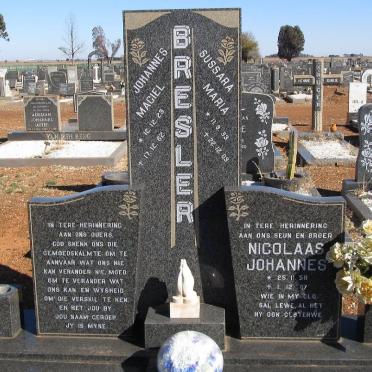 BRESLER Johannes Magiel 1929-1982 &amp; Susarra Maria 1933-2009 :: BRESLER Nicolaas Johannes 1958-1987